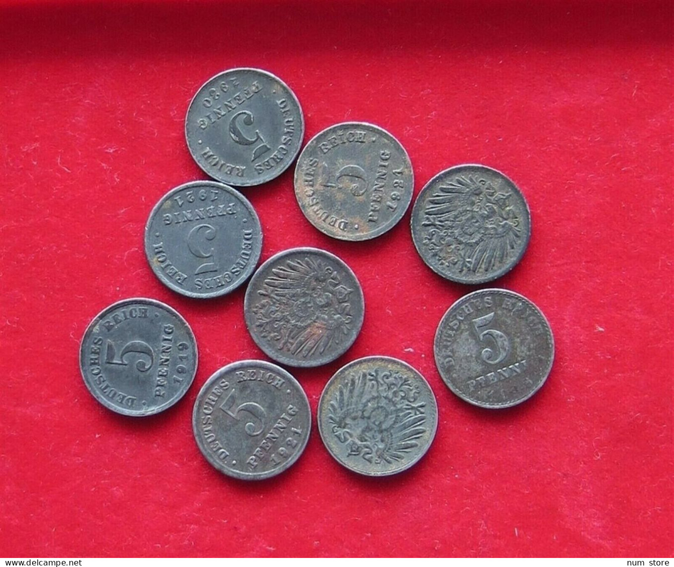 COLLECTION LOT GERMANY EMPIRE 5 PFENNIG 9PC 23G  #xx34 1056 - Sammlungen