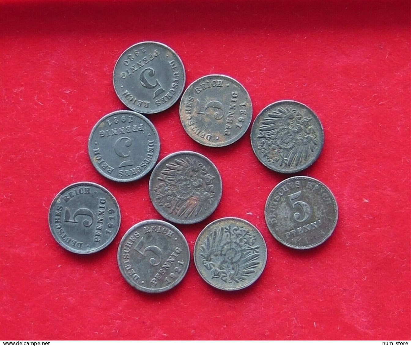 COLLECTION LOT GERMANY EMPIRE 5 PFENNIG 9PC 23G  #xx34 1056 - Collections