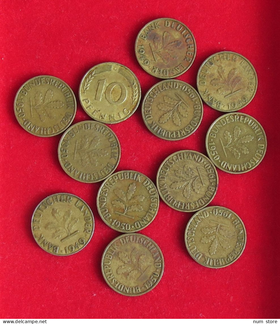 COLLECTION LOT GERMANY 10 PFENNIG 12PC 63GR  #xx26 080 - Collections