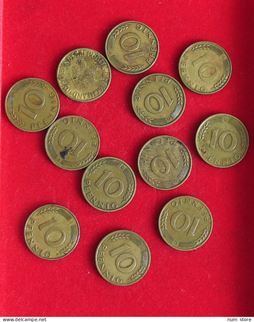 COLLECTION LOT GERMANY 10 PFENNIG 12PC 63GR  #xx26 080 - Sammlungen