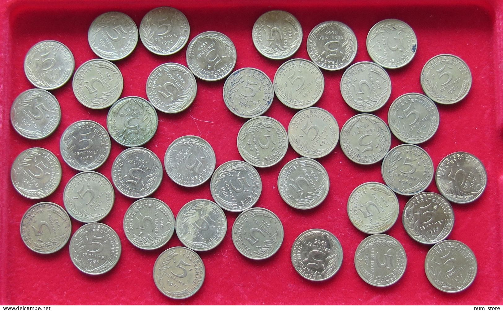 COLLECTION LOT FRANCE 5 CENTIMES DIFFERENT YEARS 39PC 80G  #xx36 076 - Collections