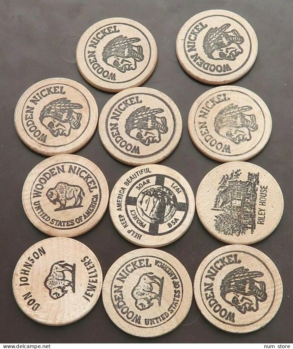 COLLECTION LOT UNITED STATES WOODEN NICKELS 11PC 28G  #xx8 086 - Verzamelingen