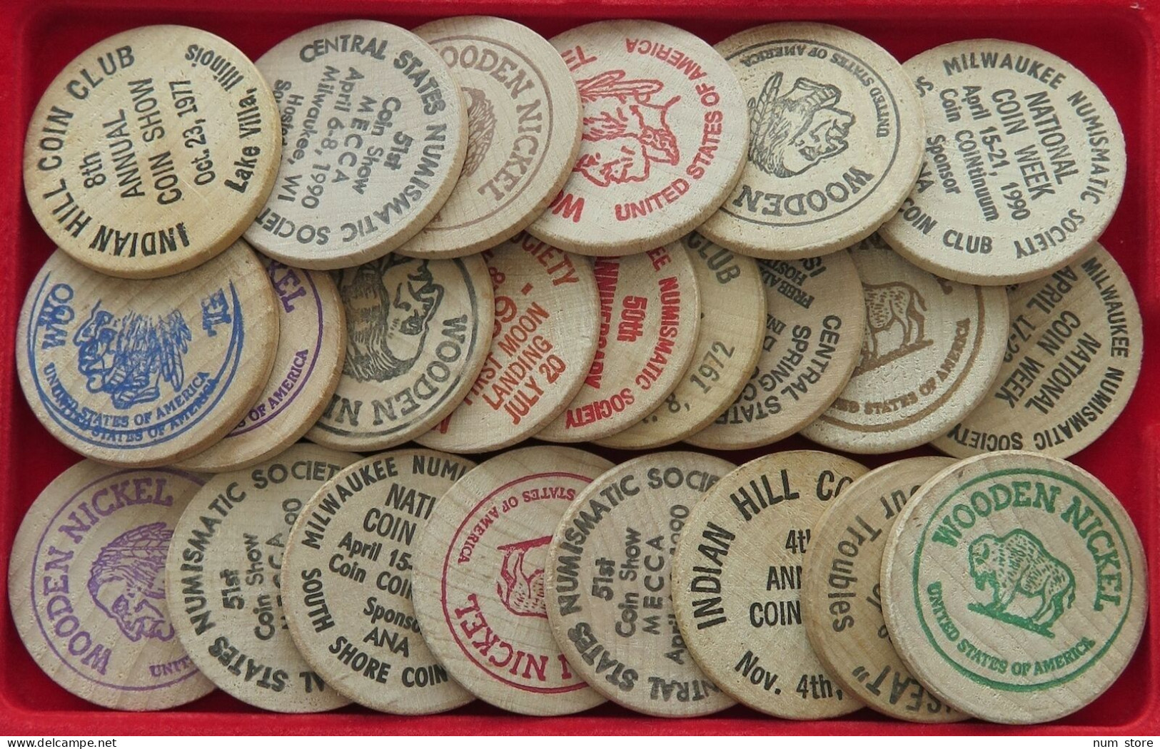 COLLECTION LOT UNITED STATES WOODEN NICKEL 23PC 60GR  #xx18 2031 - Collections