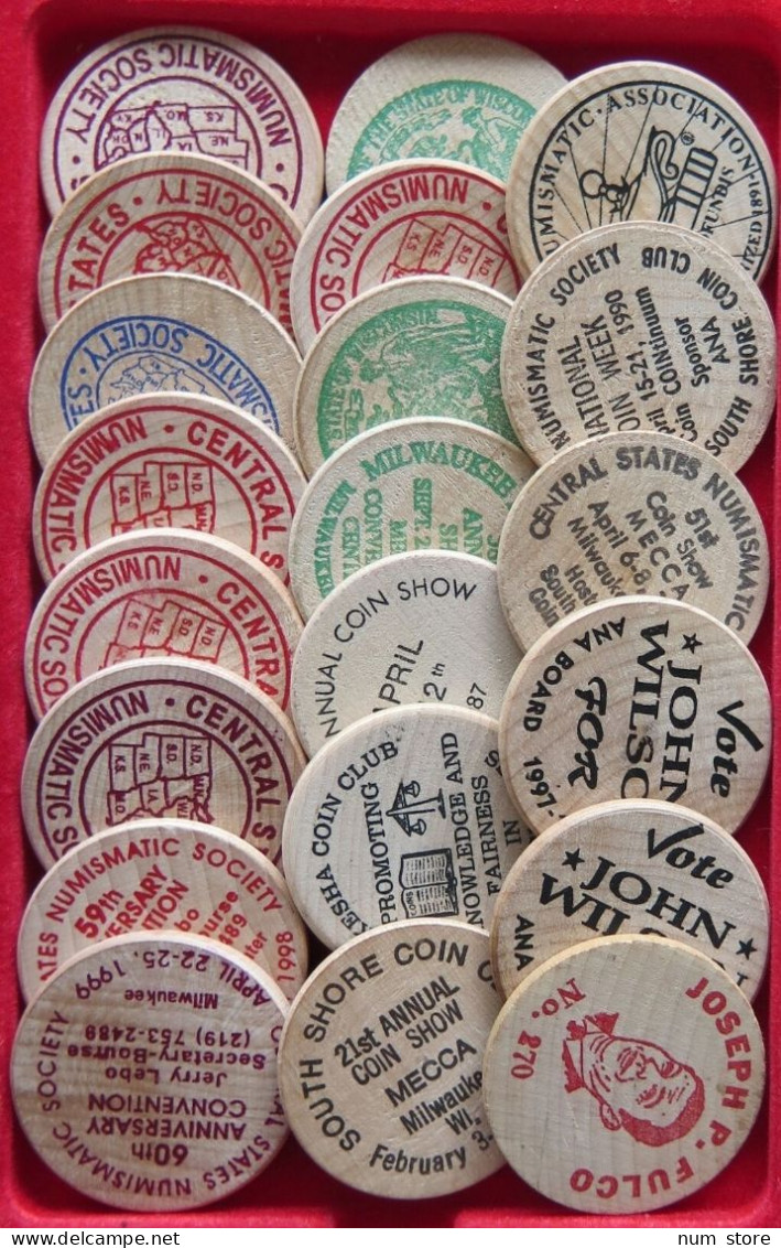 COLLECTION LOT UNITED STATES WOODEN NICKEL 21PC 58GR  #xx10 1078 - Colecciones