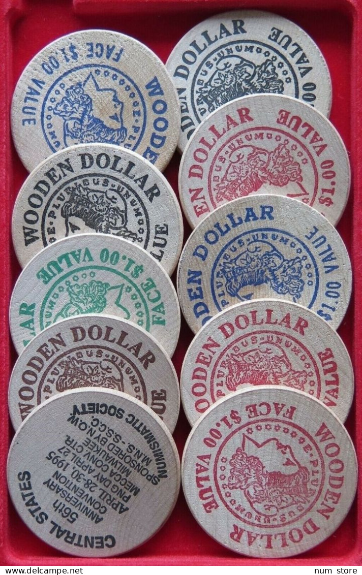 COLLECTION LOT UNITED STATES WOODEN DOLLAR 10PC 51GR  #xx10 1079 - Collections