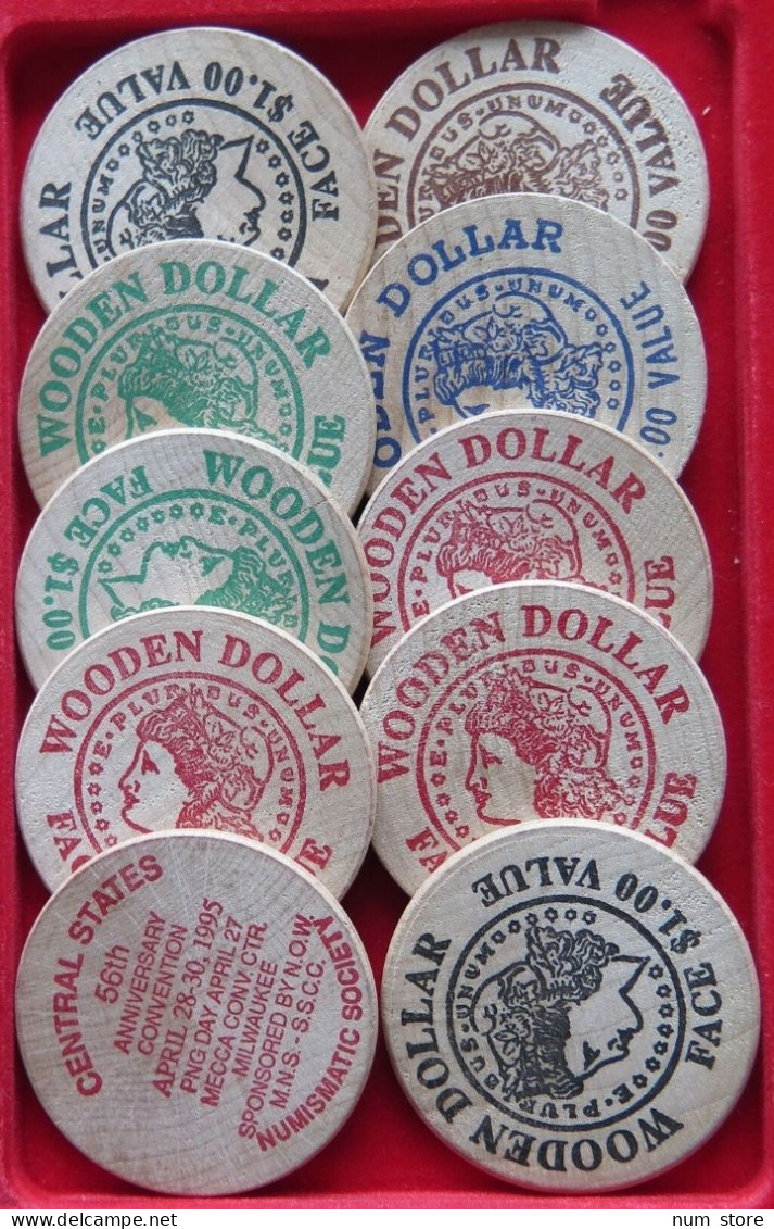 COLLECTION LOT UNITED STATES WOODEN DOLLAR 10PC 53GR  #xx10 1080 - Sammlungen