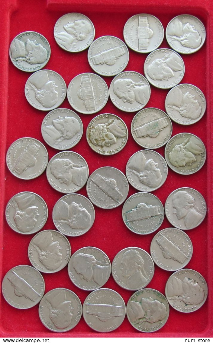 COLLECTION LOT UNITED STATES NICKEL 31PC 155G  #xx39 025 - Verzamelingen