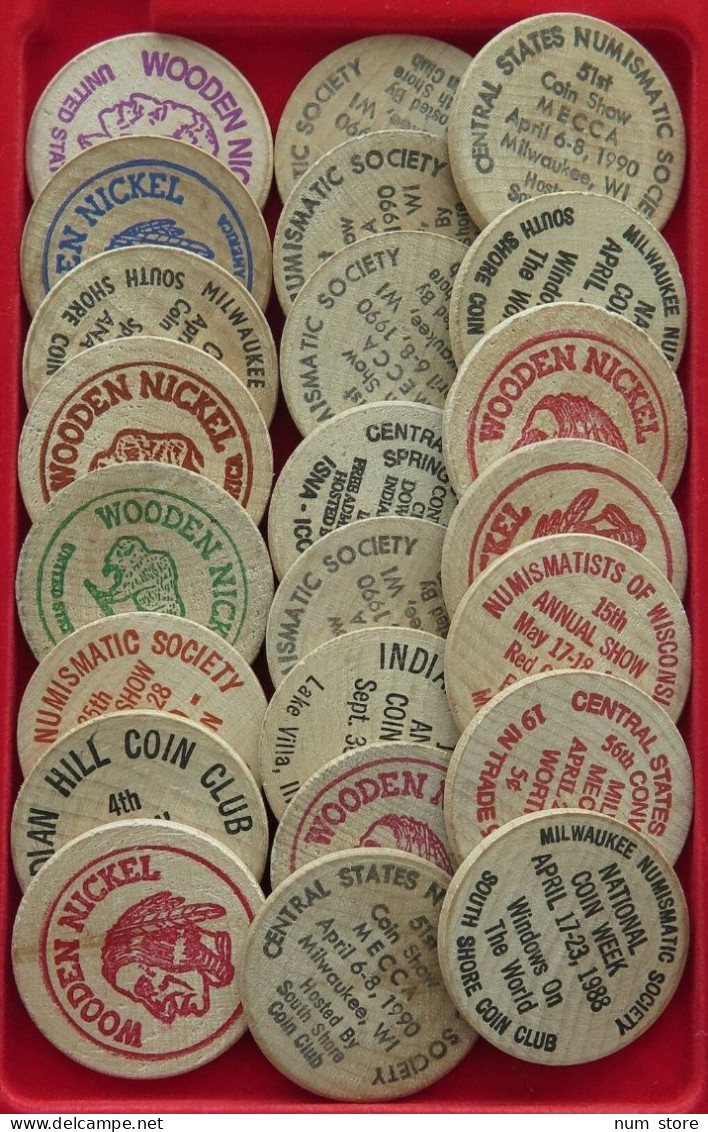 COLLECTION LOT UNITED STATES WOODEN NICKEL 23PC 60GR  #xx18 2030 - Verzamelingen