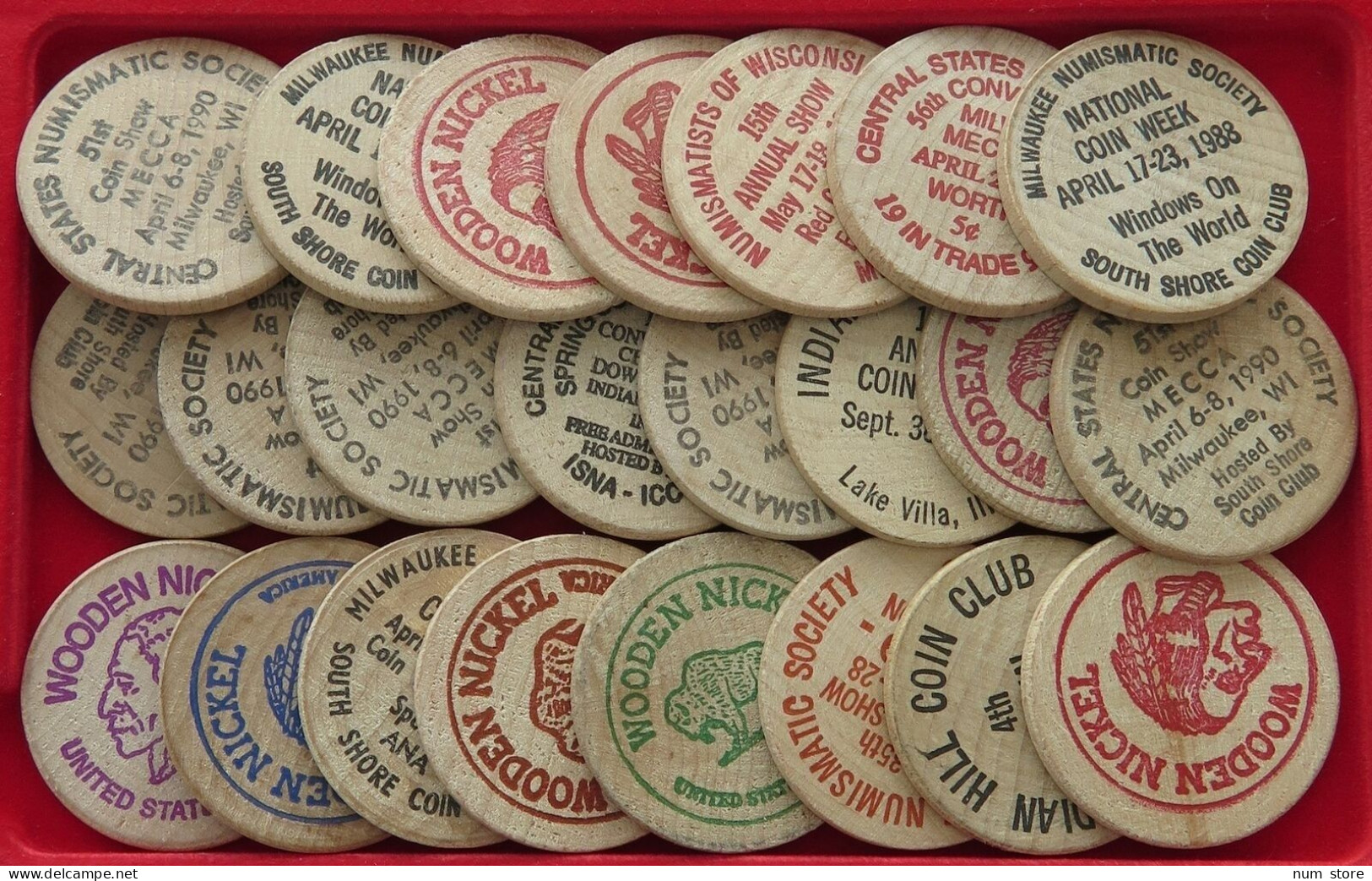 COLLECTION LOT UNITED STATES WOODEN NICKEL 23PC 60GR  #xx18 2030 - Sammlungen