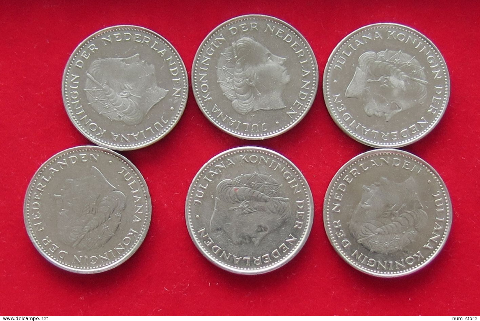 COLLECTION LOT NETHERLANDS 2 1/2 GULDEN 6PC 61G  #xx37 015 - Collections