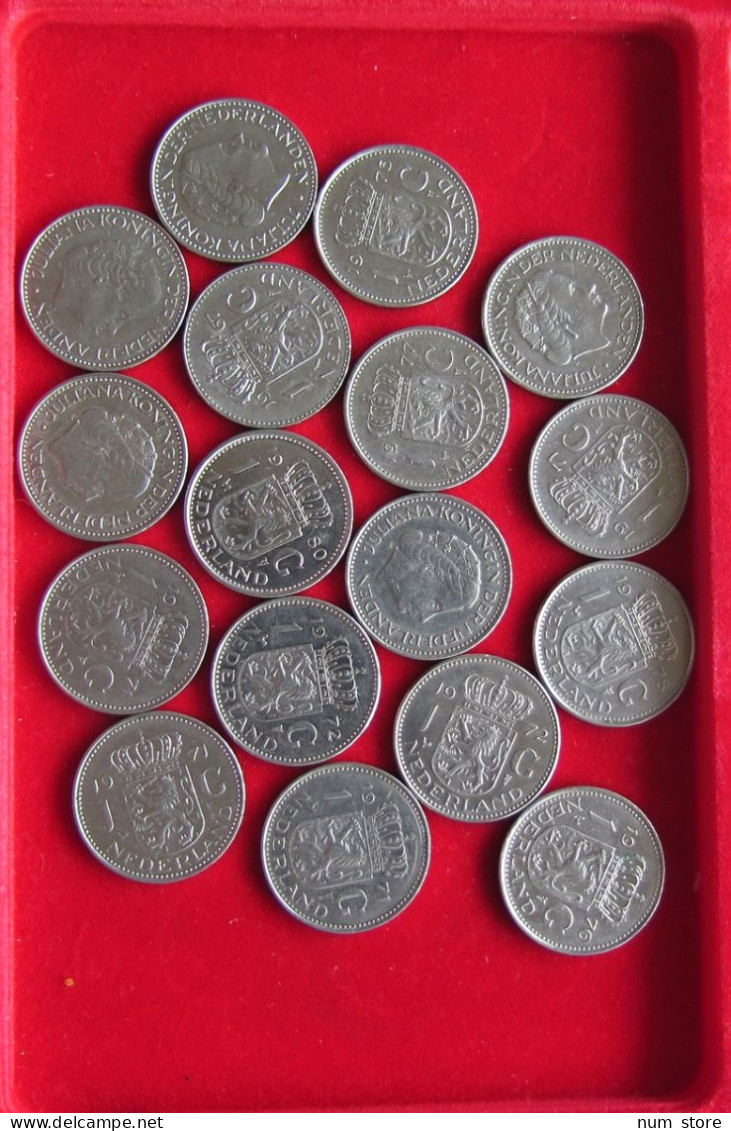 COLLECTION LOT NETHERLANDS 1 GULDEN 17PC 104GR  #xx28 037 - Collections