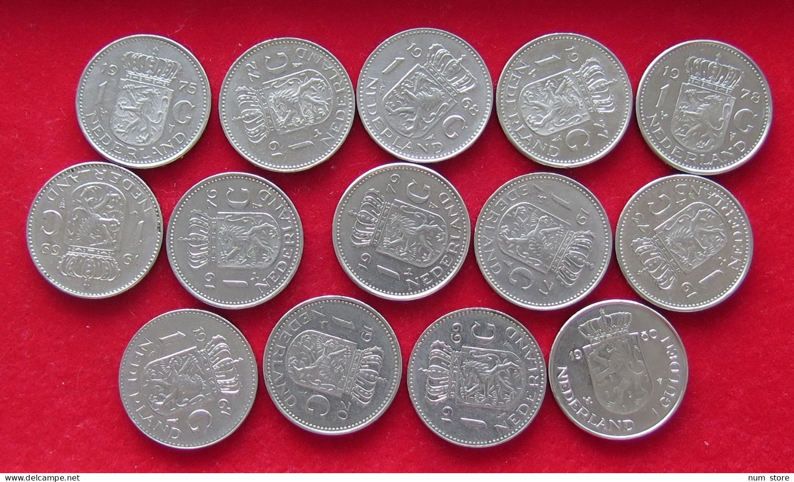 COLLECTION LOT NETHERLANDS 1 GULDEN 14PC 86G  #xx37 014 - Colecciones