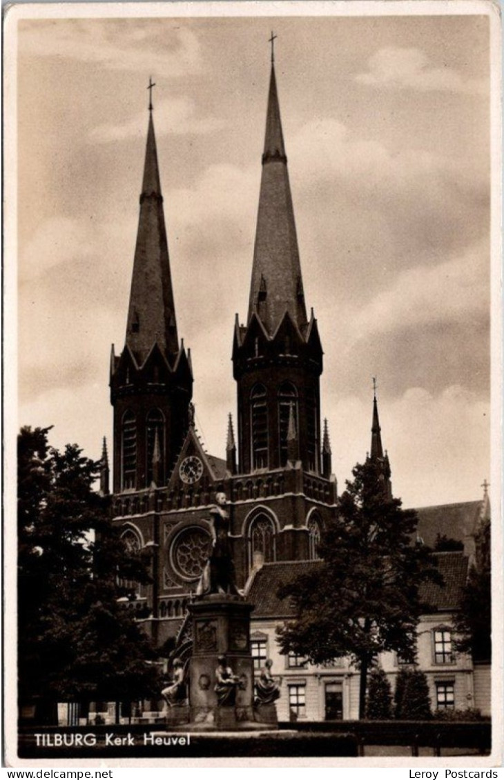 Kerk, Heuvel Met Standbeeld, Tilburg (Fotokaart) (NB) - Tilburg