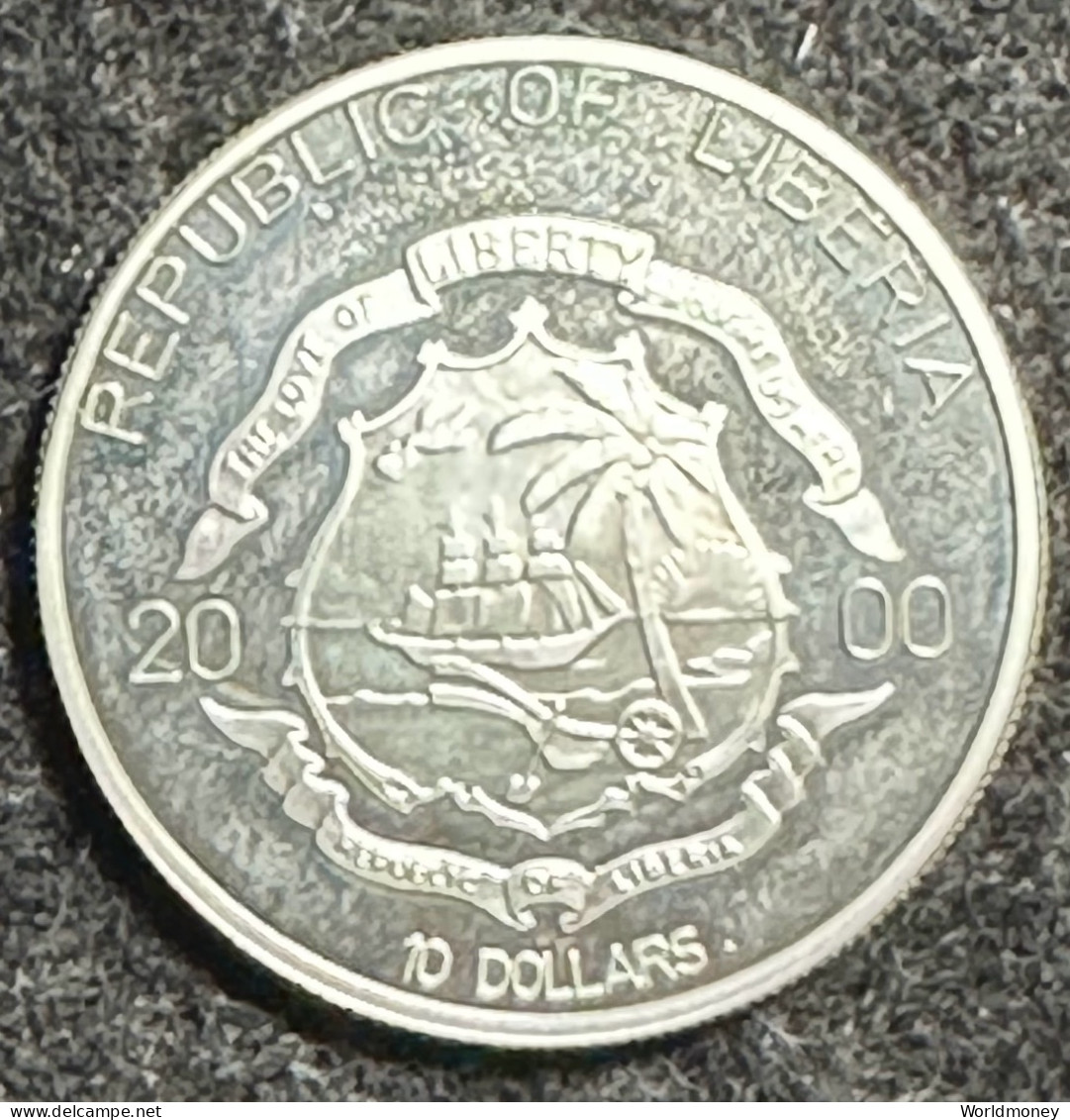 Liberia 10 Dollars 2000 (PROOF) "Diana Guenon"  Silver - Liberia