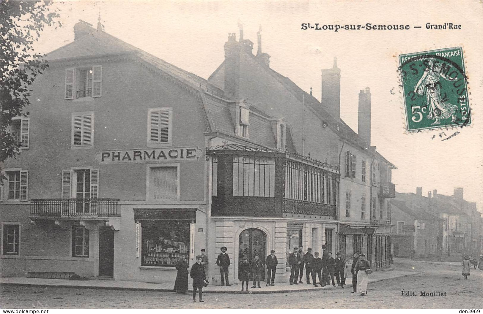 SAINT-LOUP-sur-SEMOUSE (Haute-Saône) - Grand'Rue - Pharmacie - Voyagé 1909 (2 Scans) Daval Cafétier Plombières-les-Bains - Saint-Loup-sur-Semouse