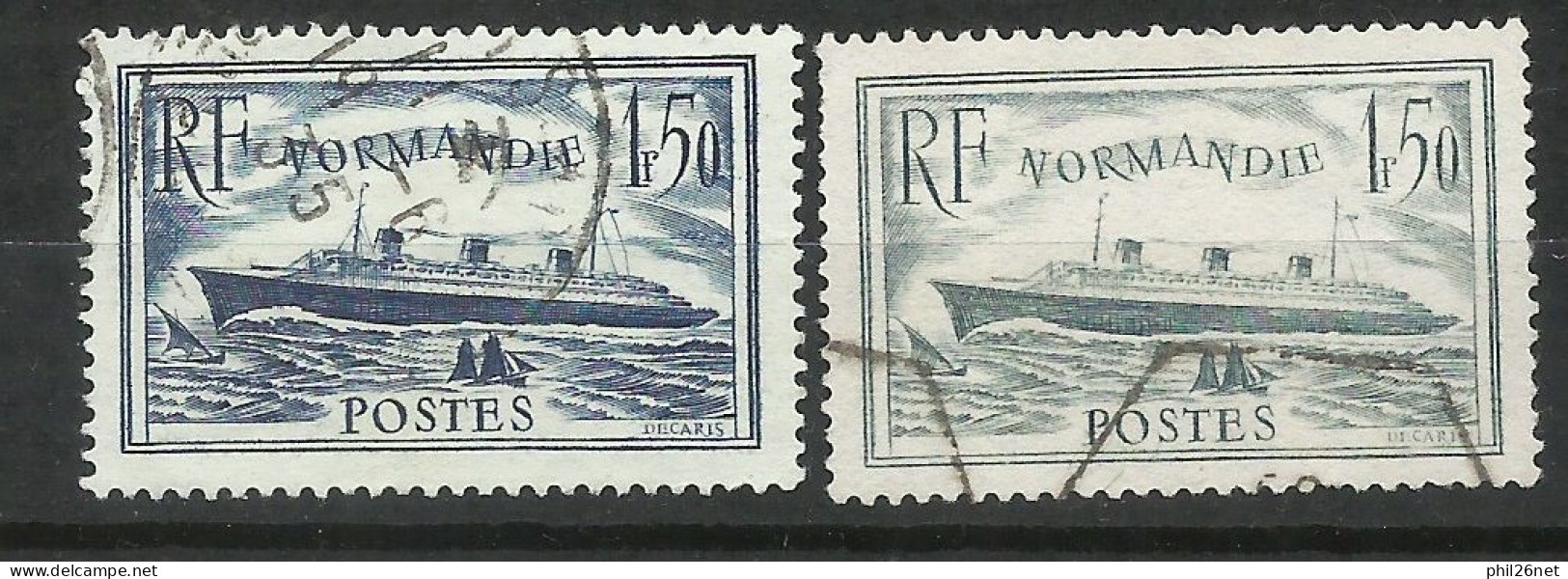 France Paquebot Normandie N° 299 Et 299 Bleu Clair      Oblitérés  B/TB  Voir Scans Soldé ! ! ! - Used Stamps