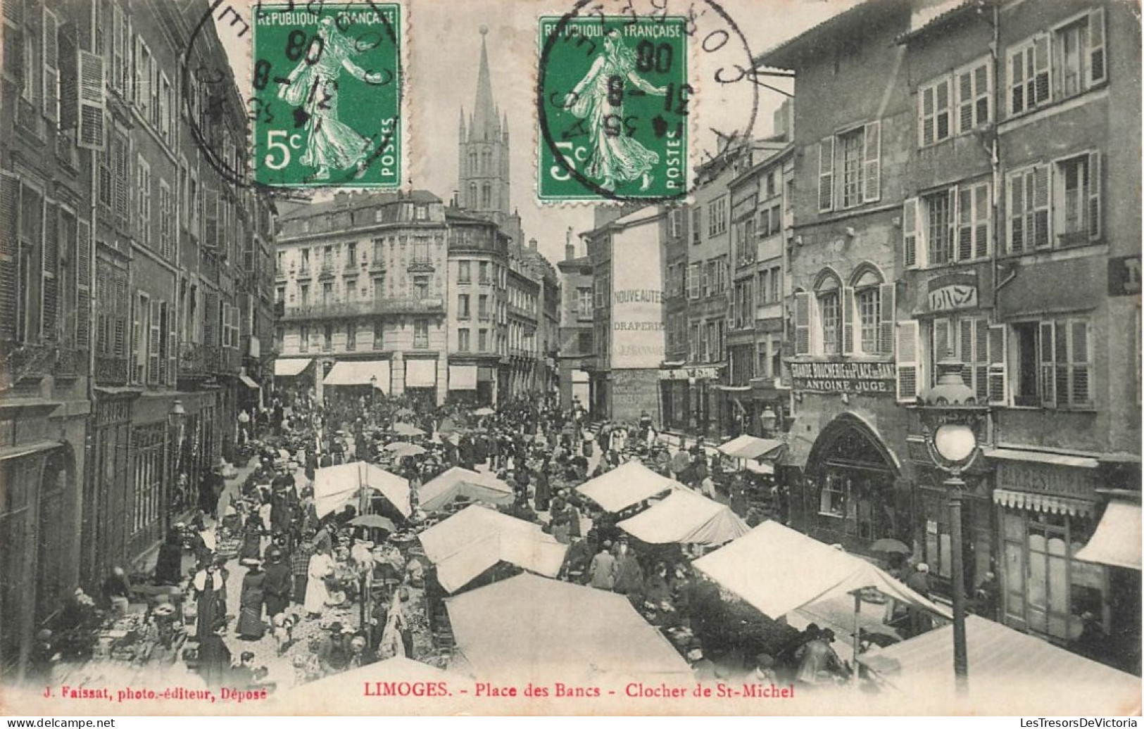 FRANCE - Limoges - Place Des Bancs - Clocher De Saint-Michel - Animé - Carte Postale Ancienne - Limoges