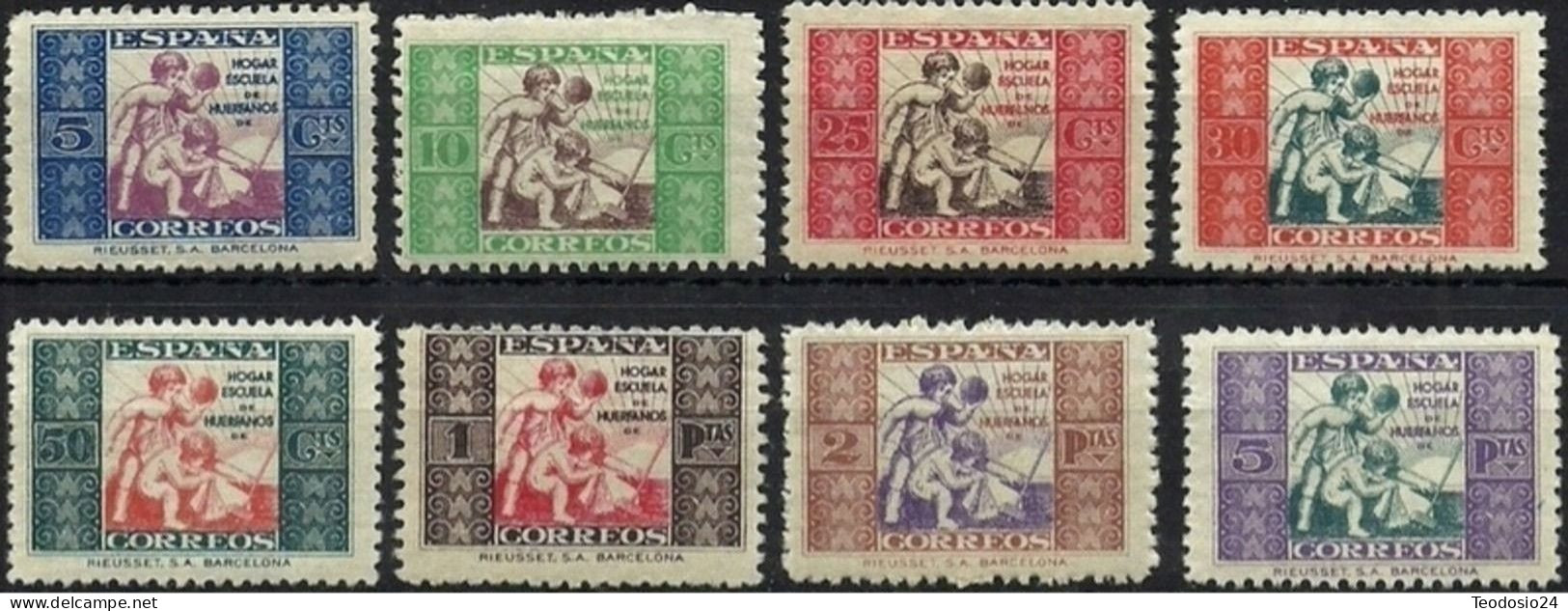 SPAIN 1934 BENEFICENCIA HUERFANOS DE CORREOS  EDIFIL  1/8 ** MNH - Wohlfahrtsmarken