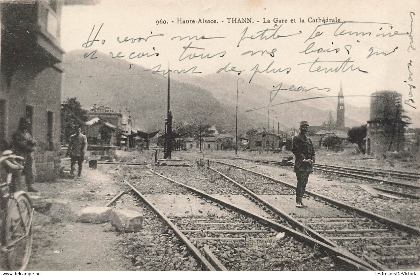 FRANCE - Thann - La Gare Et La Cathédrale - Chemins De Fer - Carte Postale Ancienne - Thann