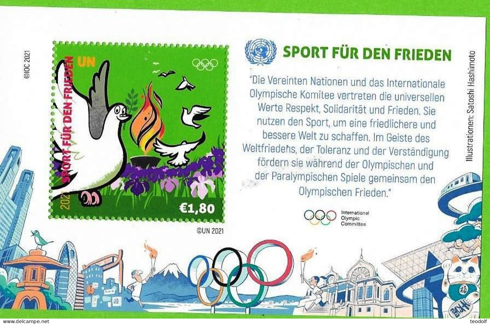 ONU Vienne 2021 - Sport For Peace - IOC - Tokyo Olympic Games - Feuillet Souvenir ** - Neufs