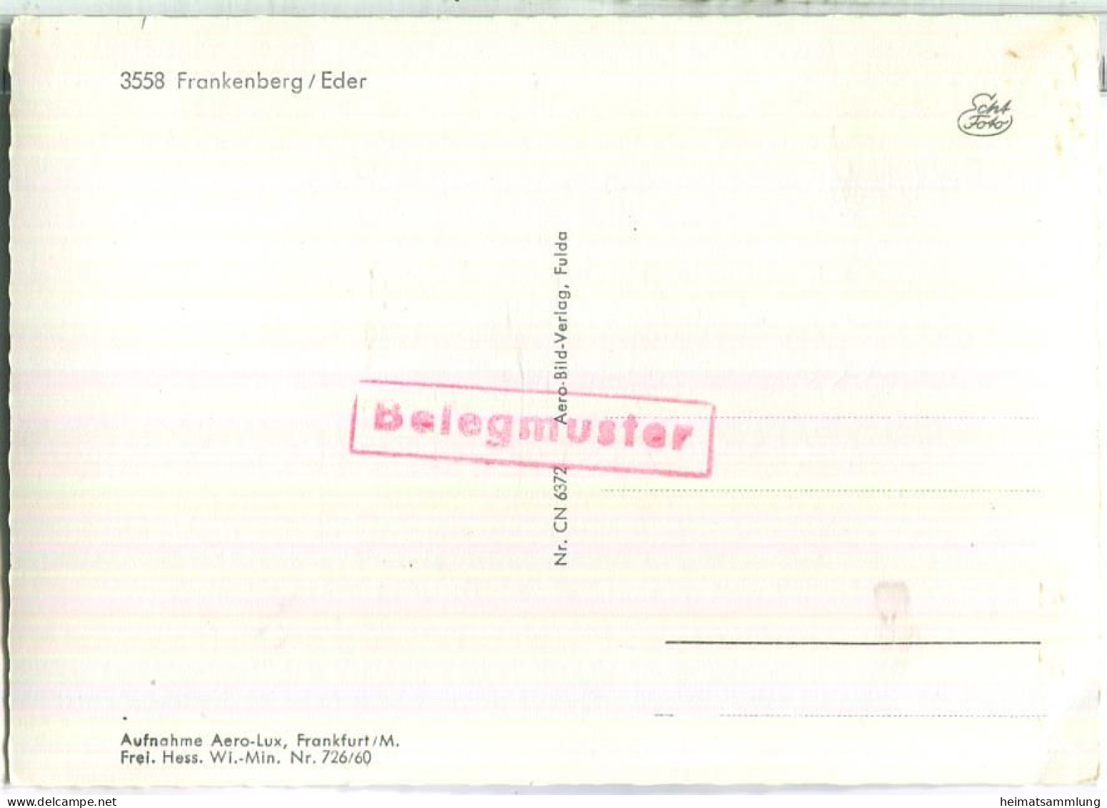 Frankenberg - Fliegeraufnahme - Foto-Ansichtskarte - Aero-Bild-Verlag Fulda 60er Jahre - Frankenberg (Eder)