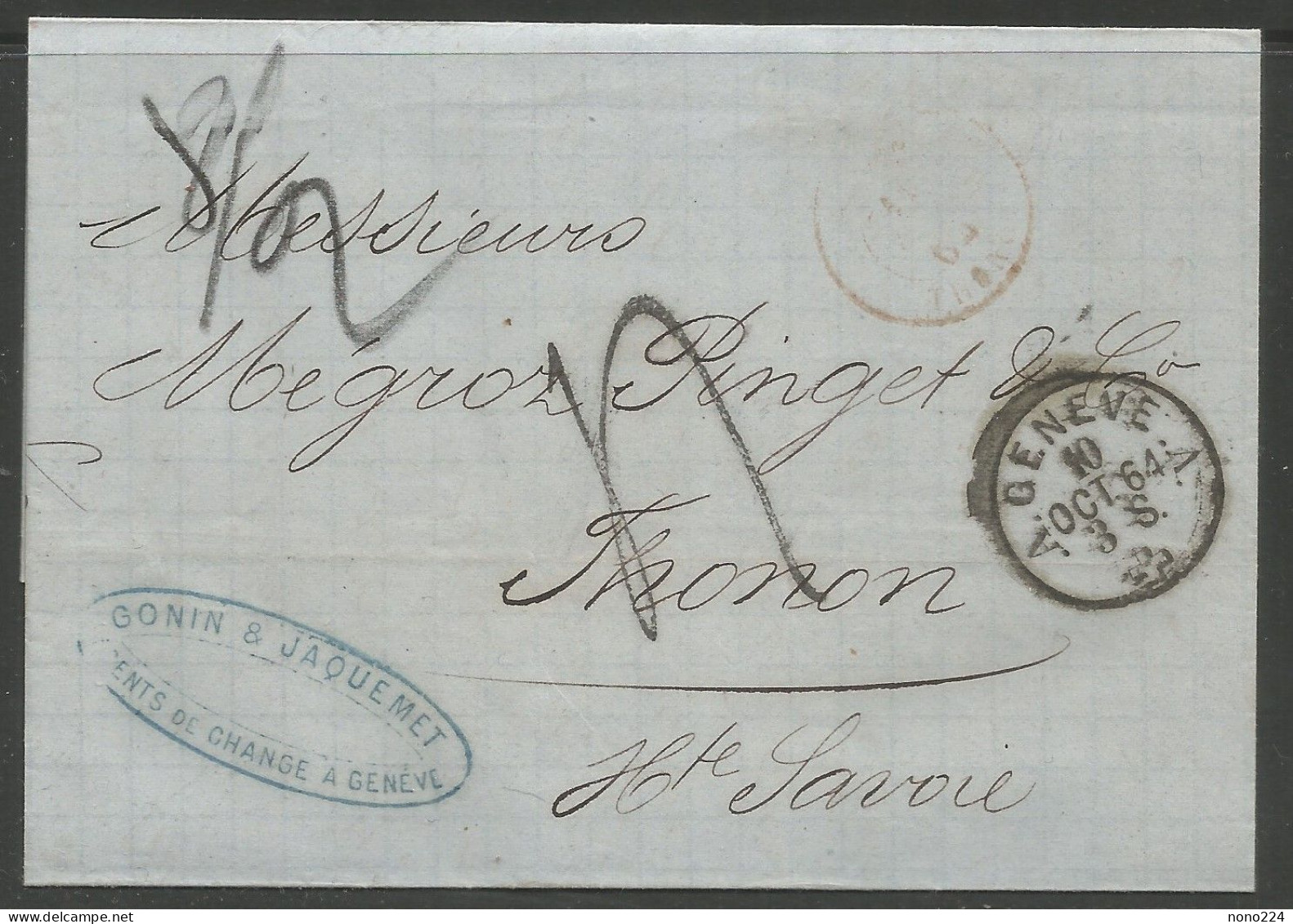 Lettre De 1864 ( Genève ) - ...-1845 Prephilately