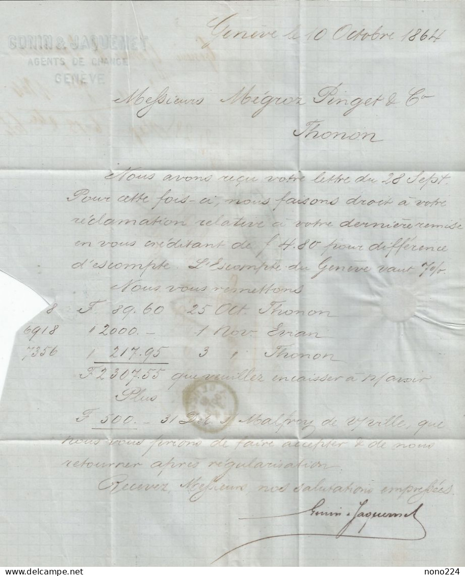 Lettre De 1864 ( Genève ) - ...-1845 Préphilatélie