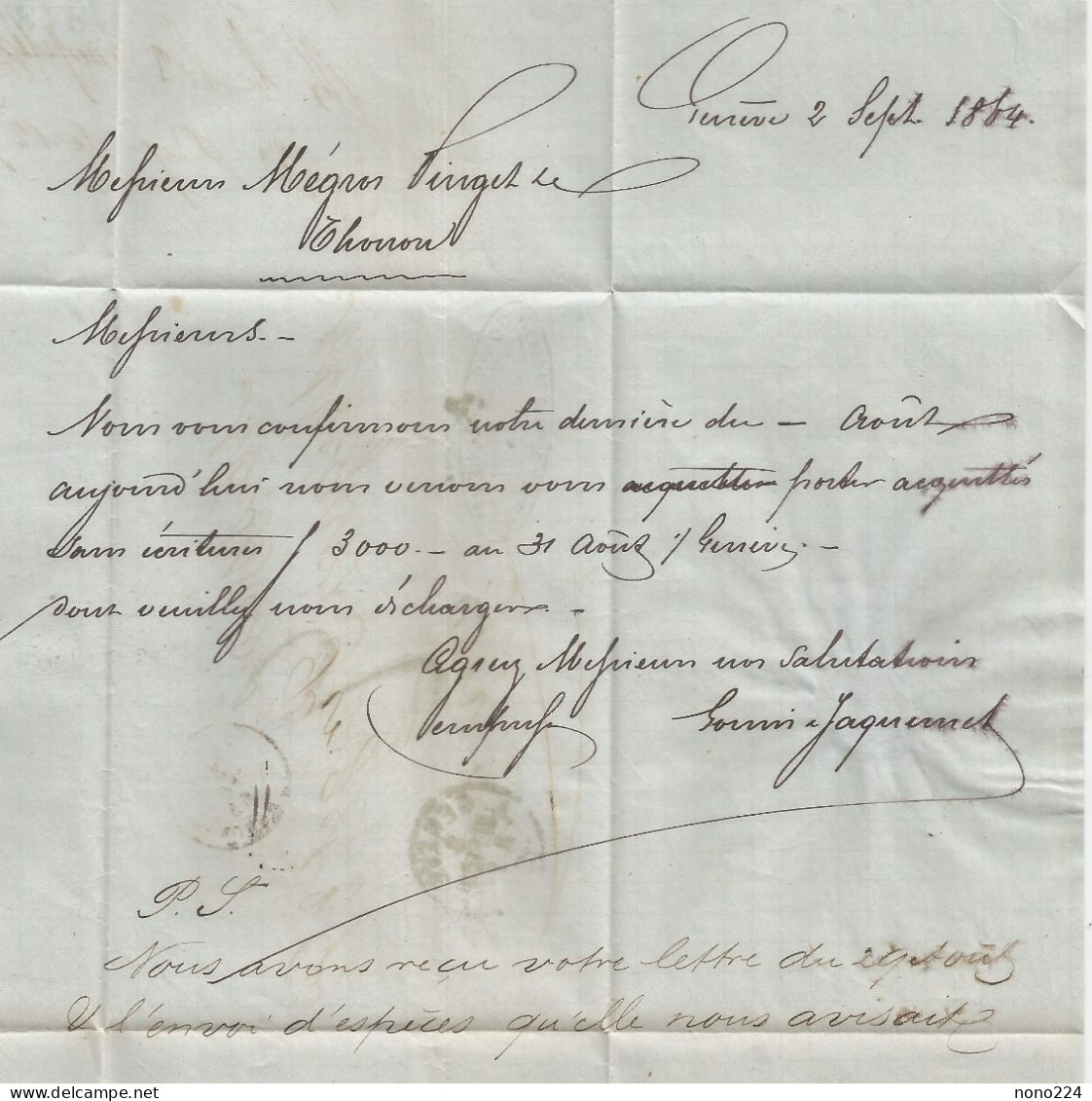 Lettre De 1864 ( Genève ) - ...-1845 Prefilatelia