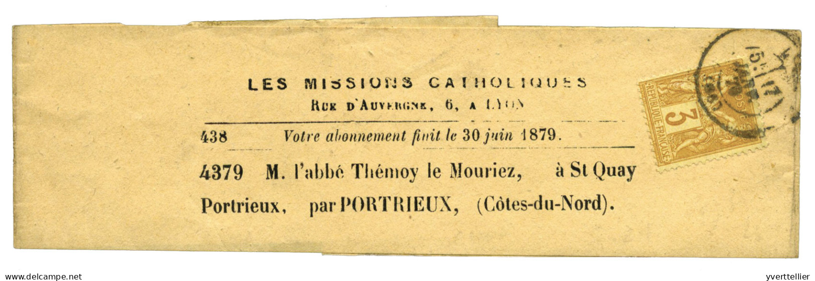 FRANCE : N°86 Obl. Seul Sur Bande Journal De Lyon 1879. TB. - Sonstige & Ohne Zuordnung