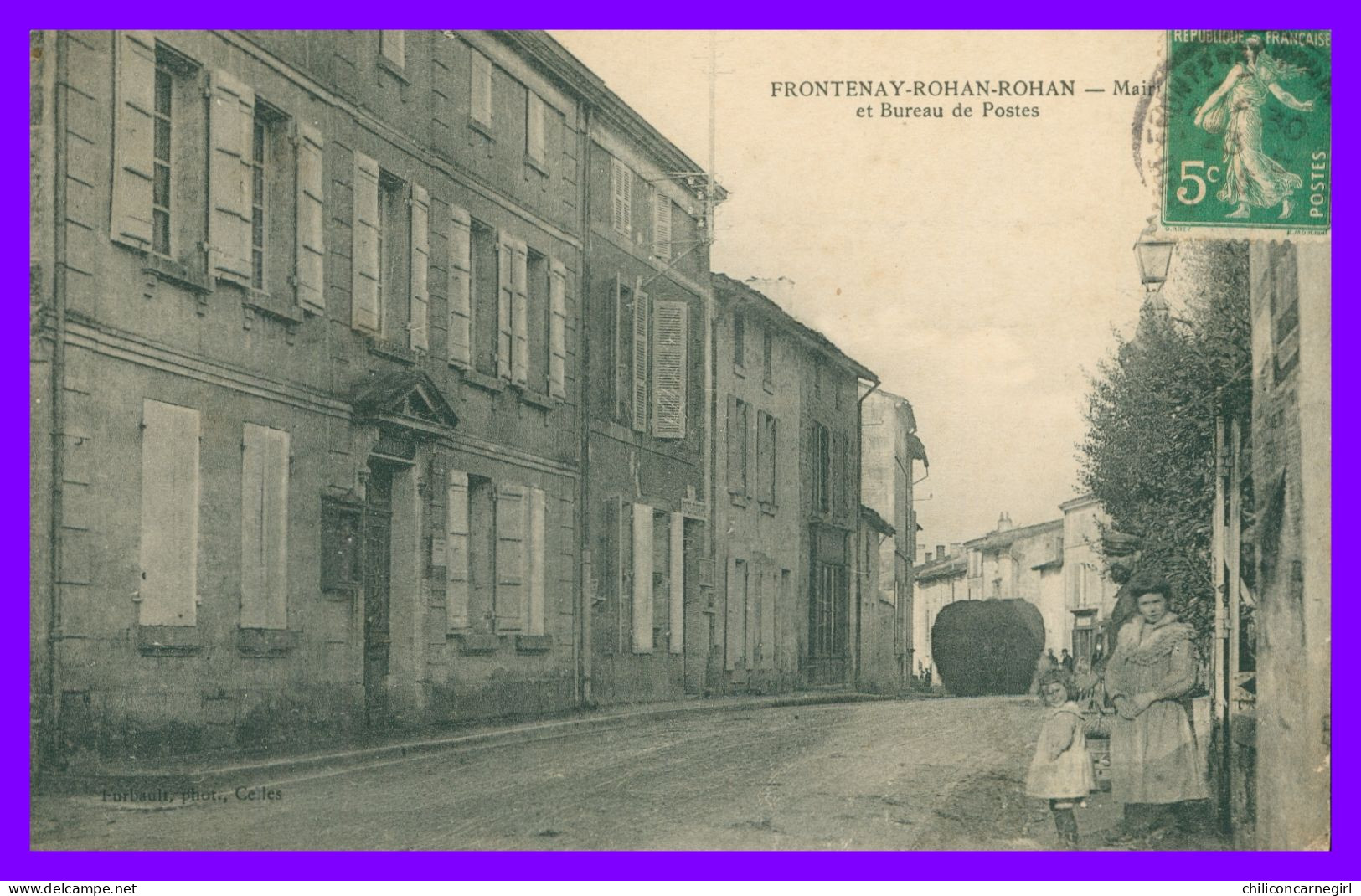 * FRONTENAY ROHAN ROHAN - Mairie Et Bureau De Postes - PTT - Animée - Edit. FURBAULT - 1915 - Frontenay-Rohan-Rohan