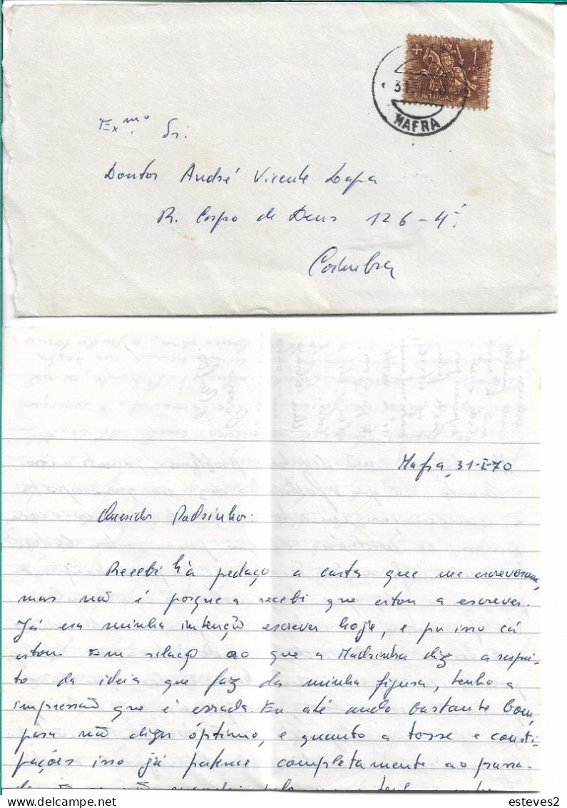 Portugal , 1970 , MAFRA  Postmark , Full Letter - Marcophilie