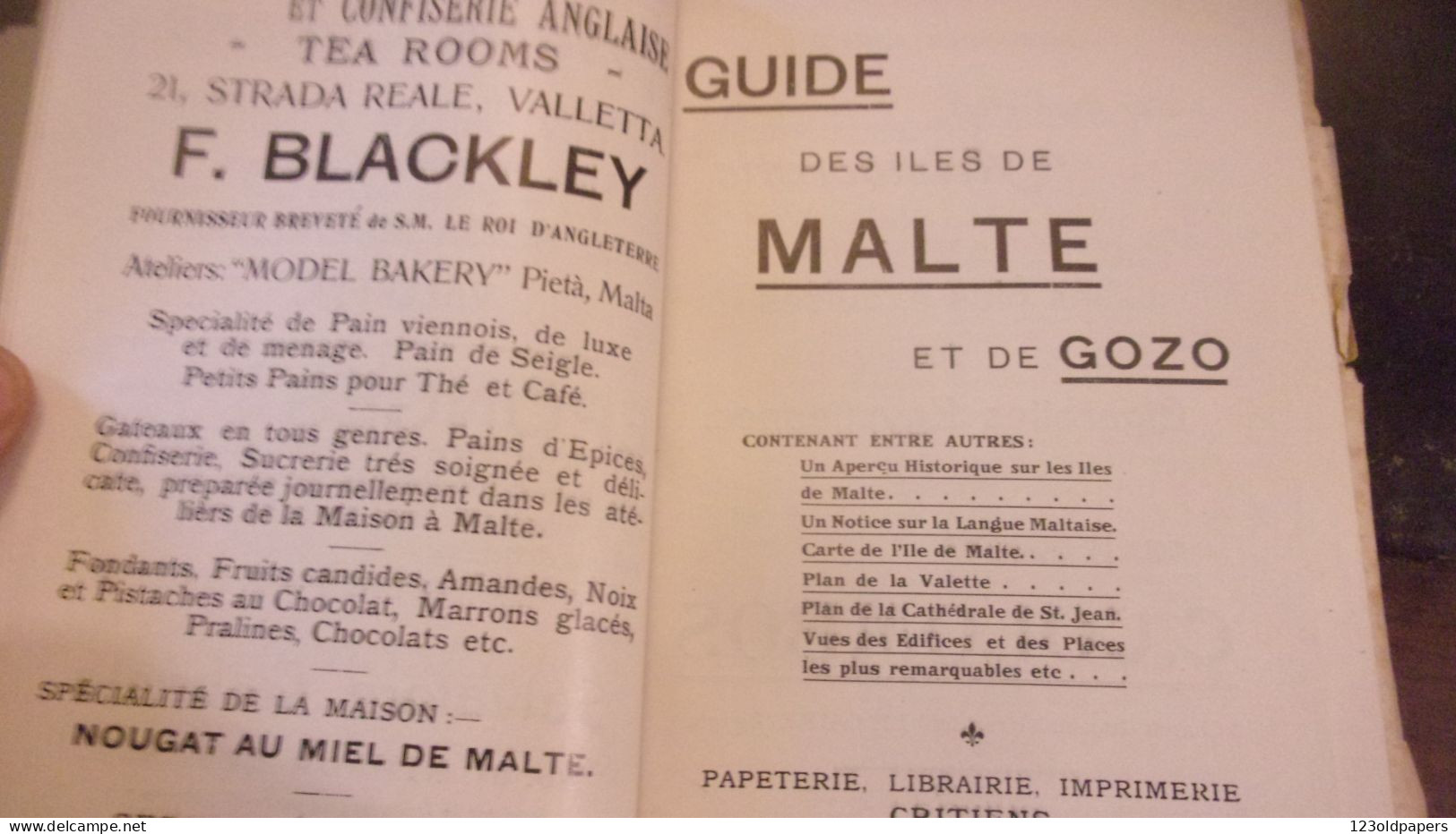 VERS 1910 GUIDE DES ILES DE MALTE ET DE GOZO PLAN NOMBREUSES PUB HISTORIQUE VALLETTA CHEVALIERS ST JEAN ORDRE...