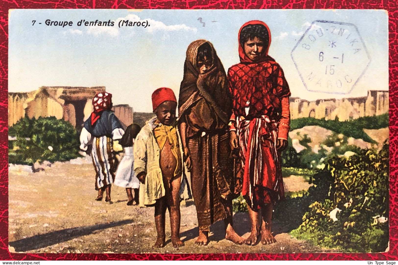 Maroc Divers Sur CPA, TAD Bou-Znika 6.1.1915 (non Voyagé) - (B644) - Covers & Documents