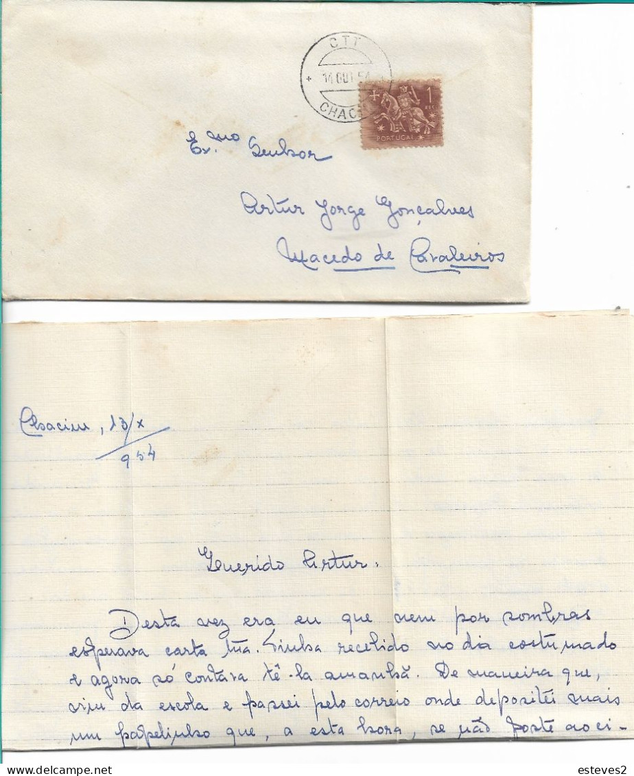 Portugal , 1954 , CHACIM  Postmark , Full Letter - Marcophilie