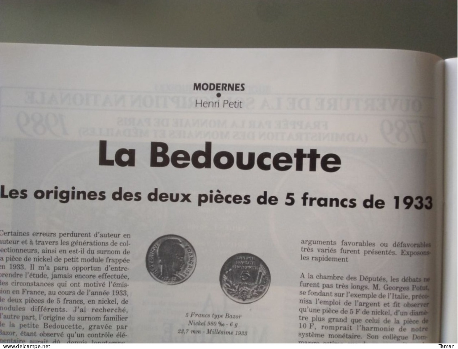 Numismatique & Change - La Bedoucette 5 F 1933 - 20 Francs 1871 - 10 Francs Mineur - Australie - Französisch