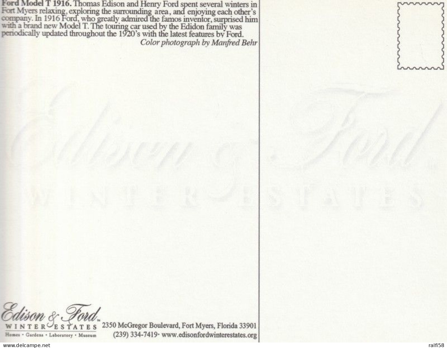 1 AK USA Florida * Model T Von 1916 Von Henry Ford In Der Winterresidenz Von Thomas Edison Und Henry Ford In Fort Myers - Fort Myers