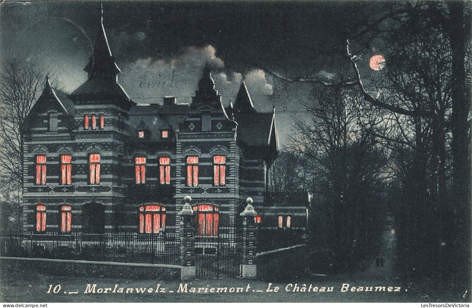 BELGIQUE - Morlanwelz - Mariemont - Vue De Nuit Du Château Beaumez -  Colorisé - Carte Postale Ancienne - Seneffe