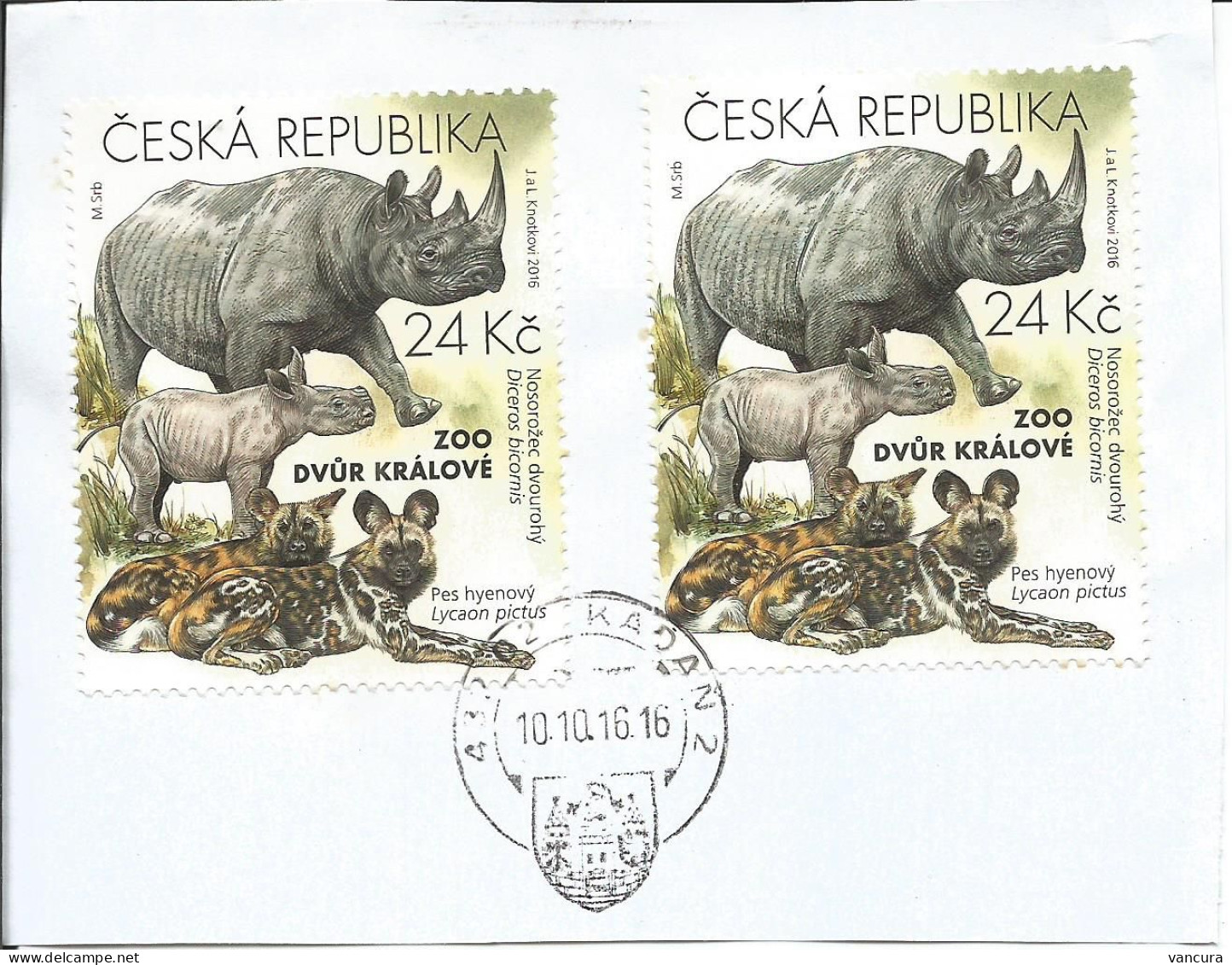 896 Czech Republic Nature Protection: Zoological Gardens I -rhino And African Wild Dog 2016 - Rinoceronti