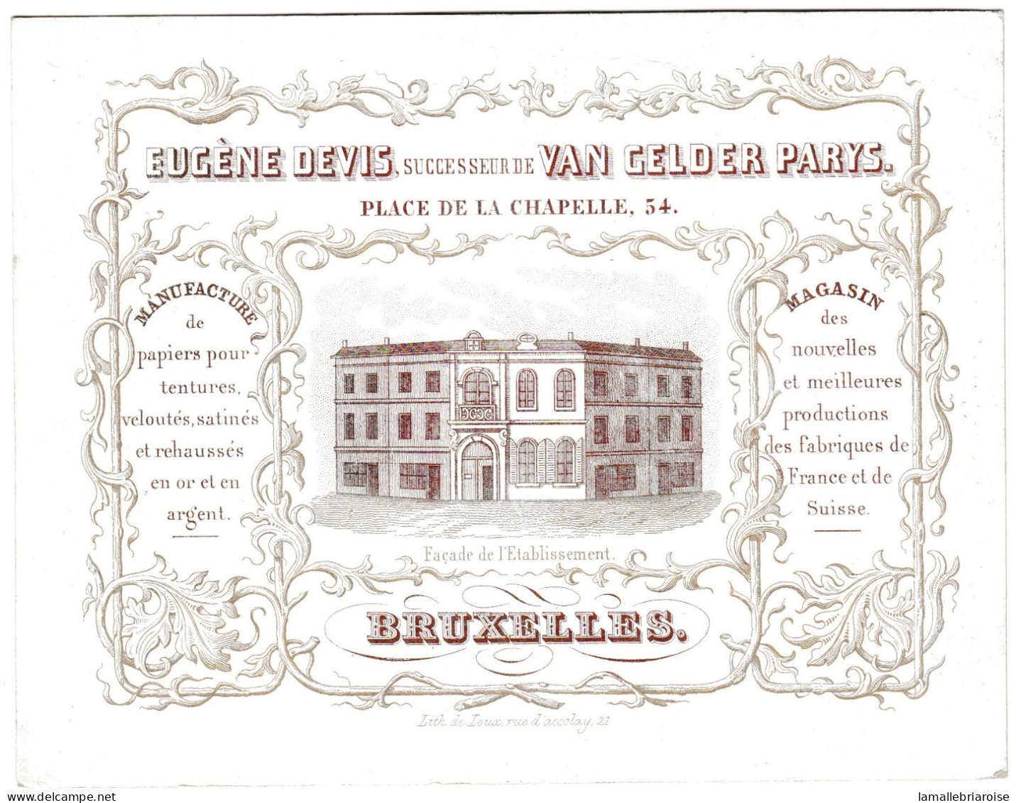 Belgique "Carte Porcelaine"  Porseleinkaart, Eugene Devis, Papiers Pour Tentures, Bruxelles, Dim:197x137mm - Cartoline Porcellana