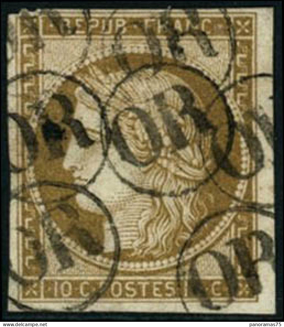 Obl. N°1 10c Bistre, Obl O.r Signé Roumet - TB - 1849-1850 Ceres