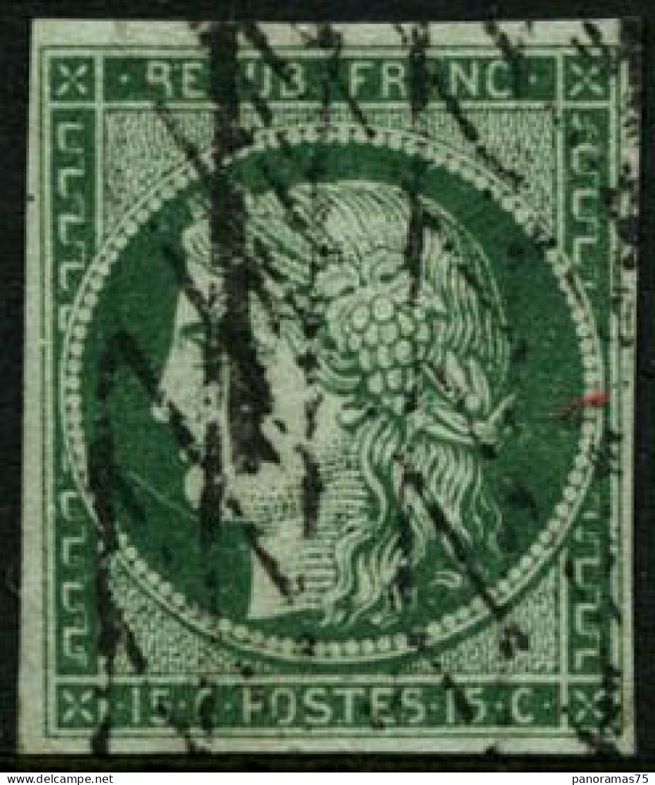 Obl. N°2 15c Vert, Signé Calves - TB - 1849-1850 Ceres