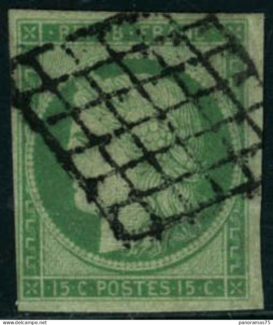 Obl. N°2 15c Vert - TB - 1849-1850 Ceres