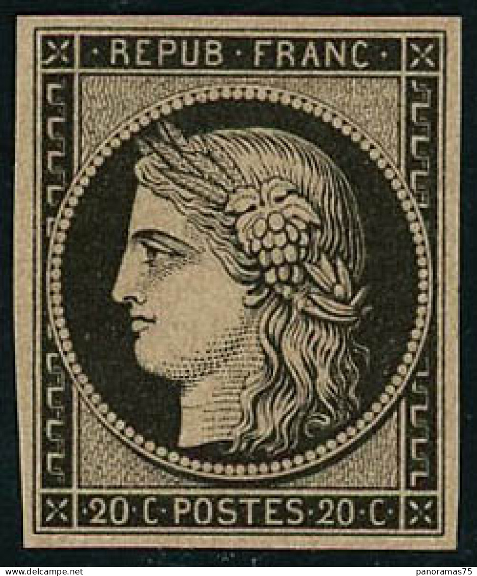 * N°3f 20c Noir, Réimp, Charnière Très Légère - TB - 1849-1850 Ceres