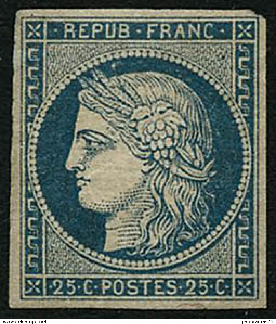 * N°4 25c Bleu, Infime Trace  Signé Calves - TB - 1849-1850 Ceres