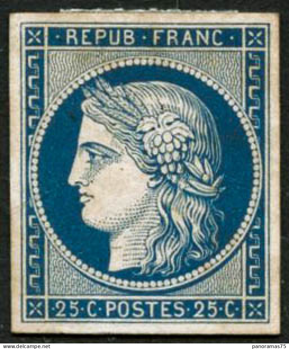 (*) N°4 25c Bleu, Essai S/carton Dans La Couleur Définitive - TB - 1849-1850 Cérès