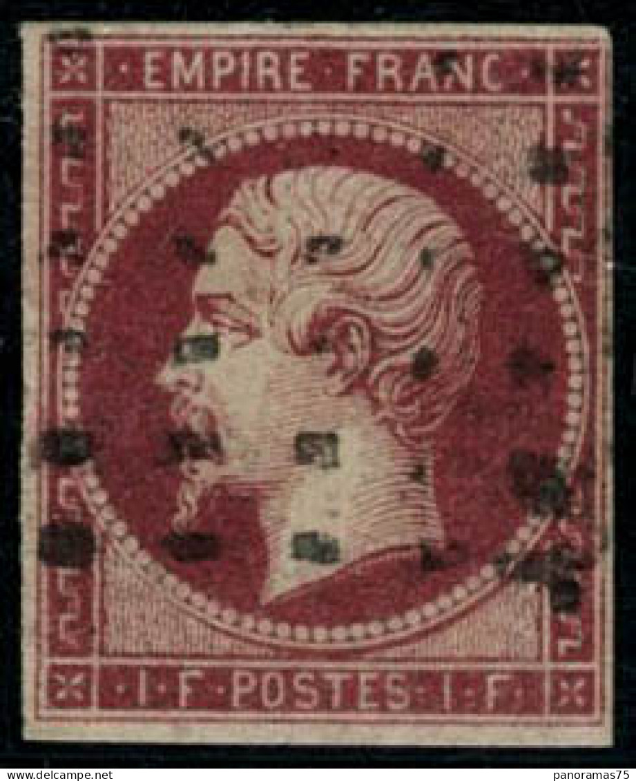 Obl. N°18 1F Carmin, Qualité Standard Signé Brun - TB - 1853-1860 Napoleon III