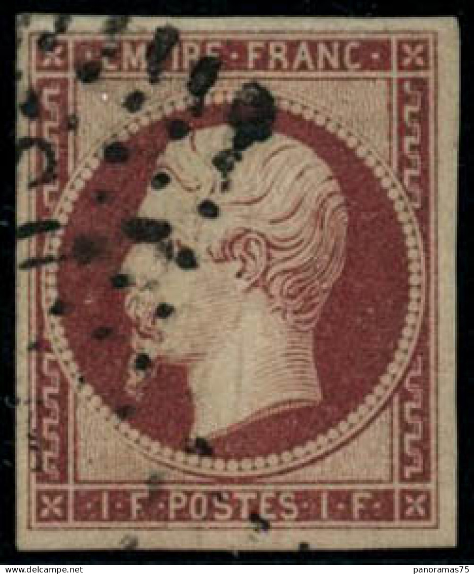 Obl. N°18 1F Carmin, Petites Marges - TB - 1853-1860 Napoleon III