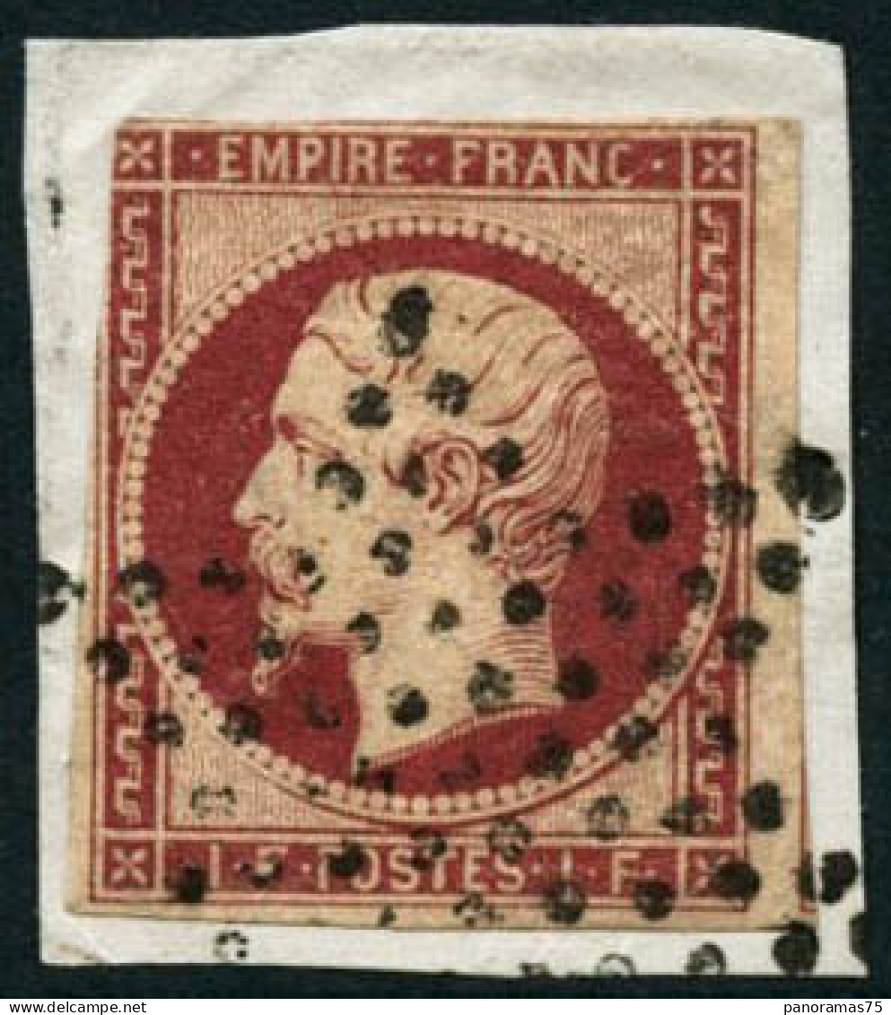 Obl. N°18a 1F Carmin Foncé, Au Filet En Haut à Gauche Beau 2è Choix - B - 1853-1860 Napoléon III.