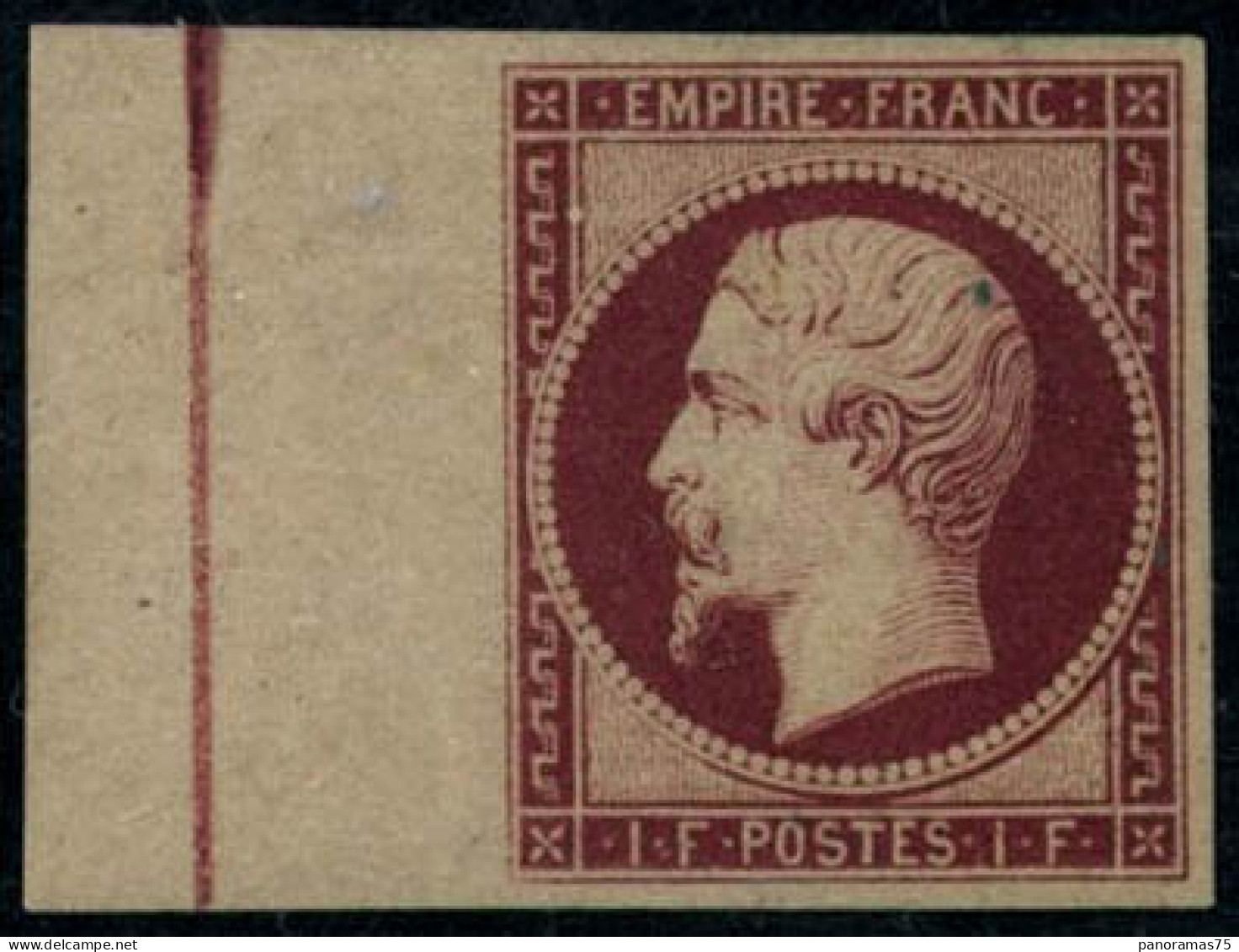 ** N°18e 1F Carmin Foncé BDF Avec Filet D'encadrement, Très RARE - TB - 1853-1860 Napoléon III