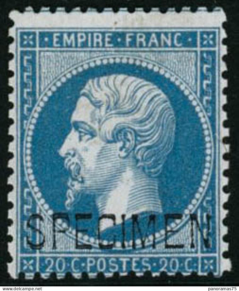 * N°22d 20c Bleu Surchargé, Spécimen Signé Brun - TB - 1862 Napoleon III